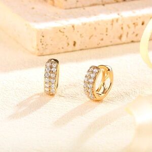 Rose Pave Huggie Hoop Earrings
